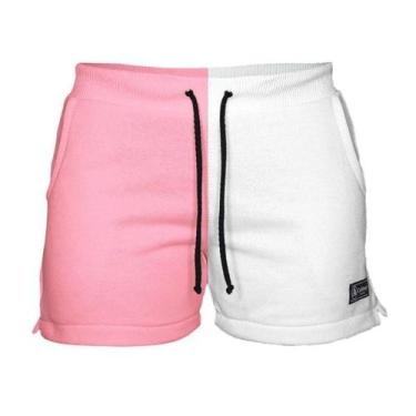 Imagem de Short Moletom Feminino Com 2 Bolsos Fenda Lateral Básico Casual Treino