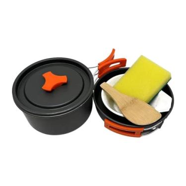 Imagem de Vaveren Camping Panelas Mess Kit Bowls Arroz Colher Dobrável Handle Antiaderente Frying Pan Pote de sopa para Trekking Outdoor Sports Viajando