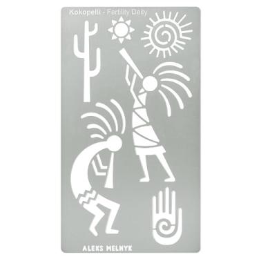 Imagem de Aleks Melnyk No.434 Metal Stencil, Kokopelli Fertility Deity, Petroglyph Designs, Small Stencil, 1 PC, Template for Wood Burning, Engraving, Crafting, Scrapbook, Art