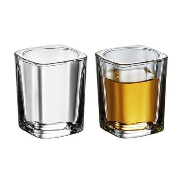 Imagem de eispap Conjunto de copos de shot de 59 ml, copos transparentes a granel com barra de base pesada, copos quadrados de vidro para vodka tequila, uísque (2)