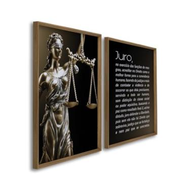 Imagem de Quadro Decorativo Lady Justice Juramento do Advogado Arte em 2 Peças (Madeira, 60x90, S/Vidro)