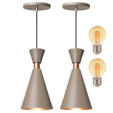 Imagem de Kit 2 Pendente Luminária Mini Pequim Fendi 24cm + Led G45