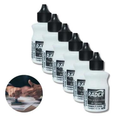 Imagem de Kit 6 Tinta Almofada Para Carimbo Preta Alto Rendimento 40ml - Kit 6 T