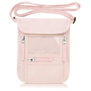 Imagem de Bolsa de Pescoço WALNEW com Bloqueio RFID - Porta Passaporte Rosa
