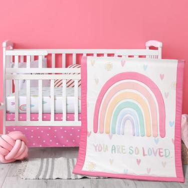 Imagem de Conjunto de Cama de Berço Hahafelt Rainbow Boho 3 Peças - Para Meninas