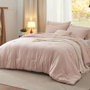 Imagem de Conjunto de Edredom Bedsure King Size - 3 Peças - Cor Rosa Poeira