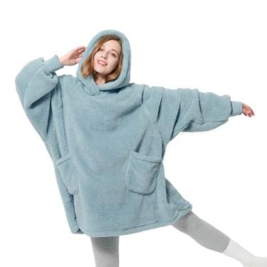 Imagem de Cobertor Vestível com Capuz Bedsure - Para Homens e Mulheres - Verde