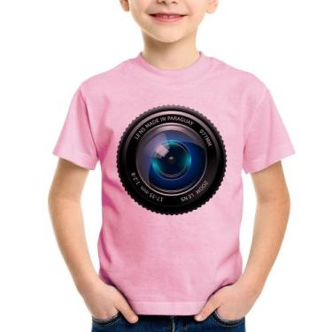 Imagem de Camiseta Infantil Lente Câmera - Foca na Moda, Rosa bebê, 12