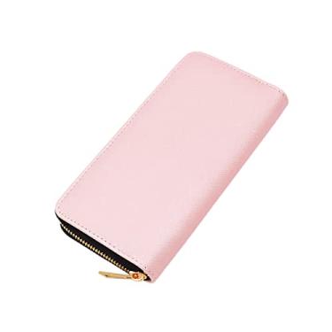 Imagem de Carteira de couro premium vegano Saffiano com zíper continental – Diff Colors, Blush Pink, One Size