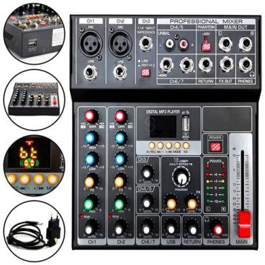 Imagem de Mesa de Som Profissional USB 5 Canais TYT-005 PAINEL DIGITAL - TOMATE