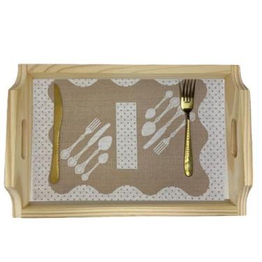 Imagem de Bandeja Retangular De Madeira Para Café Da Manhã 27 x 40 Cm - RK