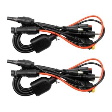 Imagem de UOIENRT Kit de conector de painel solar 6 em 1 2 peças, 12AWG Solar para XT60 Anderson DC7909 DC6530, substituição de cabo conector para gerador de painel solar de estação portátil (2FT)