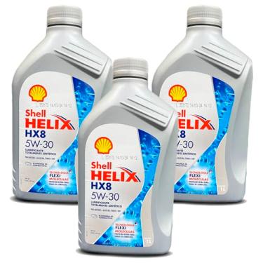 Imagem de Kit Troca 3 L Oleo Motor Sae 5w30 Shell Helix Hx8 Api Sp Sintetico Ilsac Gf-6a