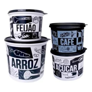 Imagem de Kit  Mantimentos Pb - 4 Peças Cor Preto E Branco - tupperware