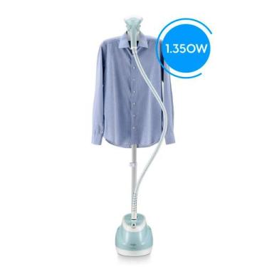 Imagem de Passadeira de Roupa Vertical Steamer 1350W 127V Elgin, Azul e Branco, 