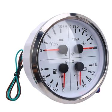 Imagem de 4 Polegada 1 Nível de Combustível Beda de óleo Medidor de água Medidor de Temperatura para o Caminhão de Iate RV 4 3/8in E 1/4 1/2 3/4 F 0 a 10BAR 40 a 120 ℃ 8 a 16V (Moldão de