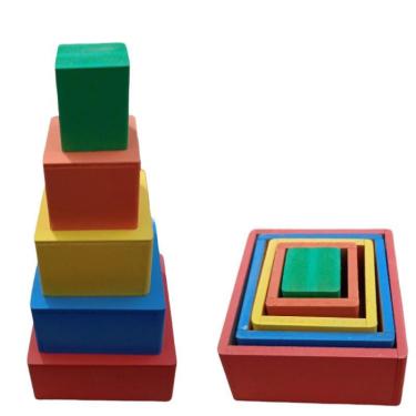 Imagem de Brinquedo Educativo Em Madeira Cubo Encaixe / Empilhar