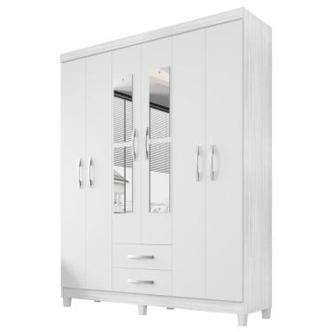 Imagem de Guarda Roupa Casal Espelho 6 Portas 2 Gavetas Moden 150 Cm Branco Flex Incp