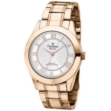 Imagem de Relógio Feminino Champion Fashion  Dourado Rosê Com Kit Joia