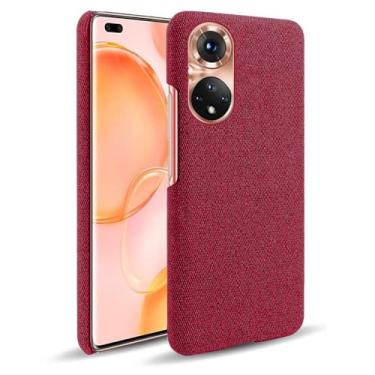 Imagem de Capa para Honor 50 Pro,Capa desenhada em lona,Case Protetora Ultrafina com Empunhadura Macia,Design em Tecido Antichoque e Antiarranhões-Red