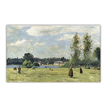 Imagem de Jean Baptiste Camille Corot. Tedders at Ville d Avray. Eugene Delacroix. Arte de parede em tela reprodução famosa. Para decoração de casa - 100 x 60 cm sem moldura