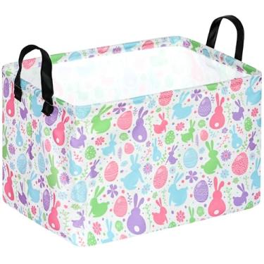 Imagem de MAIZMZ Cesta De Armazenamento Páscoa, Ovos, Coelho, Cubo Flores, Organizador Caixas À Prova D'Água Para Crianças, Cestos Dobráveis Armários Com Alças Mulheres, Berçário, Caixa Presentes Brinquedos,