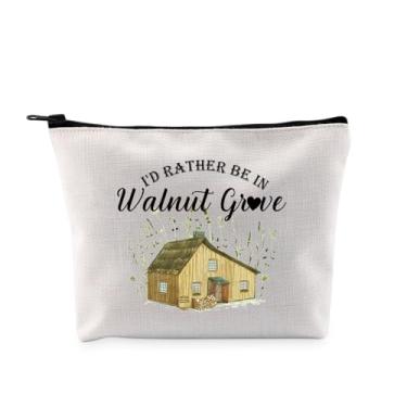Imagem de G2TUP Laura TV Show Inspirado Gift I'd Rather Be In Walnut Grove Bolsa de Maquiagem Laura Book Fan Cosmetic Bag Laura Novel Book Gift Zipper Travel Bag, Bolsa branca Be In Walnut Grove