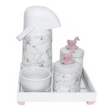 Imagem de Kit Higiene Porcelanas Térmica Cavalinho Rosa Bebê Completo - Potinho 