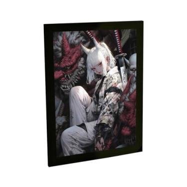 Imagem de Quadro Decorativo Garota Anime Espada Katana Onis Decoração Poster Quarto Sala