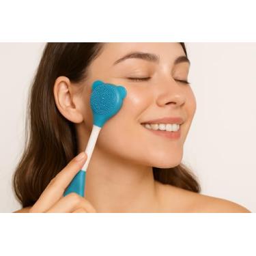 Imagem de Escova Espátula Dupla de Silicone para Rosto – Limpeza Facial Profunda, Remoção de Cravos Maquiagem e Skincare - MELLUZ (Turquesa)