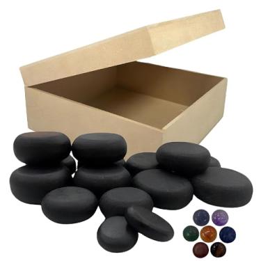 Imagem de Kit Profissional Pedras Quentes Gnaisse para Massagem Quente Terapia Relaxante e Cristais – 12 Pedras Gnaisse + 7 Cristais Terapêuticos
