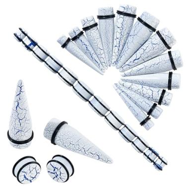 Imagem de Longbeauty 24 peças kit de alongamento de orelha design rachado 00G-13/16 10-20 mm alargadores e alargadores de orelha de acrílico esticadores de peso de orelha piercing joias para mulheres e homens