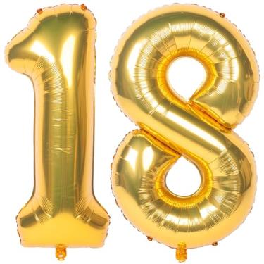 Imagem de CHANGZHONG Balões De 40" Com Números Dourados, Folha Hélio, Mylar, Decoração Para Festa Aniversário E Banquete, 18