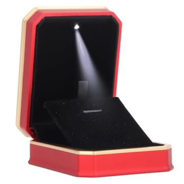 Imagem de KIMISS Caixa de Colar Vermelho Fosco Elegante Com Interior de LED e Veludo para Exibição e Armazenamento de Jóias, Adequado para Aniversário, Casamento, Proposta, Engajamento