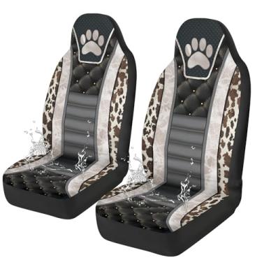 Imagem de gearider Capas de assento dianteiras de carro com estampa de pata à prova d'água para banco dianteiro, conjunto de 2 acessórios automotivos removíveis, serve para a maioria dos carros, SUV, caminhões