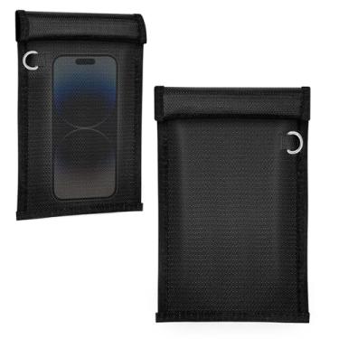 Imagem de Klawdsky Bolsas Faraday para telefones, bolsa Faraday para celular, bolsa com bloqueio de sinal, chave de carro/WiFi/RFID/bloqueador de sinal GPS (pacote com 2) preta