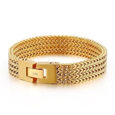 Imagem de Pulseira masculina de malha cubana em ouro 18k, pulseira moderna de alta qualidade, estilo elegante, presente de feriado