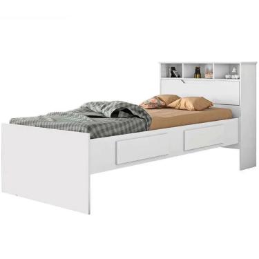 Imagem de Cama Ravena SEM Cama Auxiliar Solteiro 2 Gavetas e Baú Conquista Cor Branco