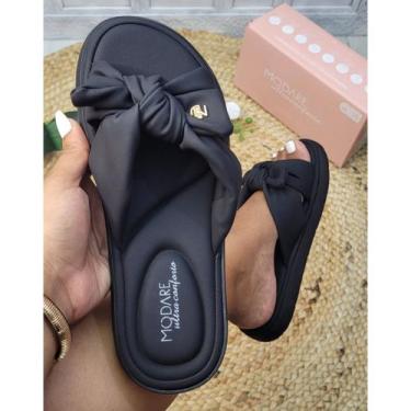 Imagem de Sandália Feminina Ultra Conforto Versátil Laço Moda Modare, Preto, 38