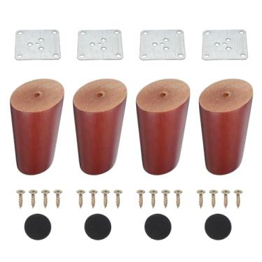 Imagem de PATIKIL Pernas de móveis de madeira, 4 peças de perna de sofá cônica de substituição de 7,9 cm para cadeira, sofá-cama, mesa de café, nogueira vermelha