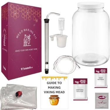 Imagem de Kit de fabricação de hidromel - Kit reutilizável para fazer seu próprio hidromel - Rende 1 galão de hidromel | Compatibilidade com cerveja, vinho, fruta, vinho, kombuchá.