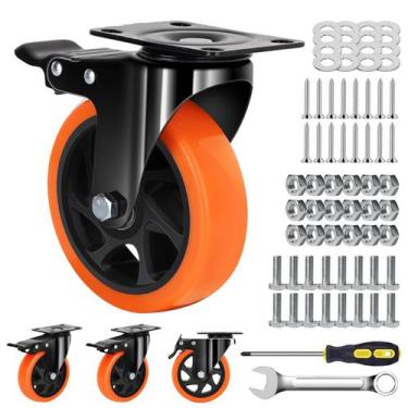 Imagem de Rodas Caster Wheels MSH&HCE Heavy Duty de 5 polegadas laranja (conjunt