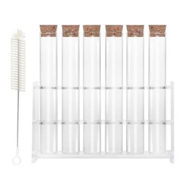 Imagem de Conjunto de tubos de ensaio de vidro HUAOU 60mL com rolha de cortiça e