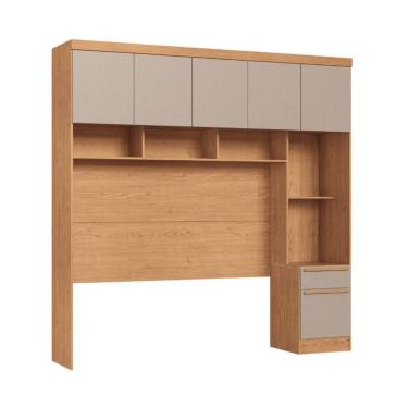 Imagem de Módulo Ponte Casal Queen 6 Portas 1 Gaveta Infinity Cedro/Duna