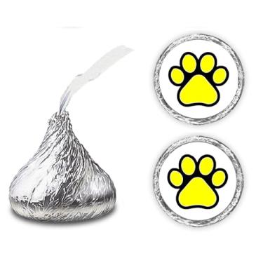 Imagem de 216 adesivos de beijo com estampa de patas, adesivos de patas de animal para lembranças de festa, qualquer evento, decorações de hersheys, presente, Amarelo
