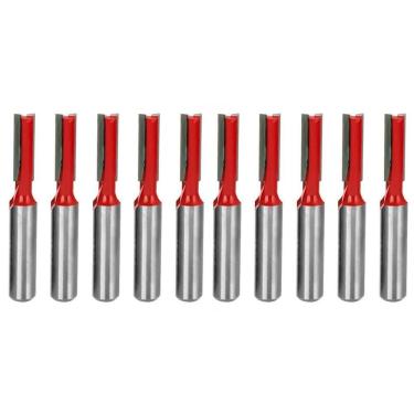 Imagem de Kit 10 Fresas Retas 6Mm Haste 6Mm Corte Duplo Madeira Tupia