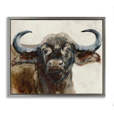 Imagem de Stupell Industries Desenho de arte de parede Highland Spirit Portrait Gray Framed Floater Canvas por Jacob Q, 25 x 31