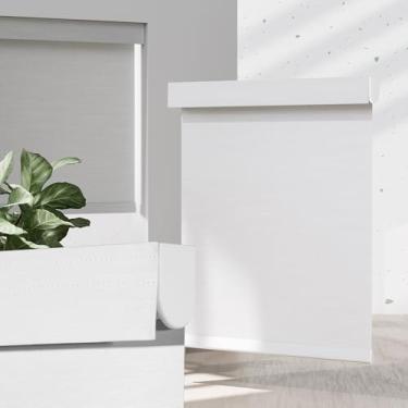 Imagem de MoDanCeQ Persianas blackout para janelas internas, persianas de rolo com tecido jacquard sem fio, fácil de instalar, privacidade, proteção UV, persianas enroláveis para escritório em casa, branco