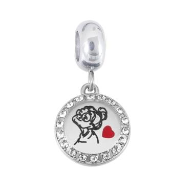 Imagem de BlingNuts Pingente de coração para sempre, pingente de pedra do mês de nascimento branco cintilante para avó, berloque compatível com pulseiras Pandora para contas de avó