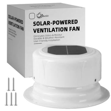 Imagem de Aussio Ventilador de ventilação solar RV com parafusos de montagem, ventiladores de teto movidos a energia solar para trailer, trailer, ventilação de teto movida a energia solar RV com ventilador